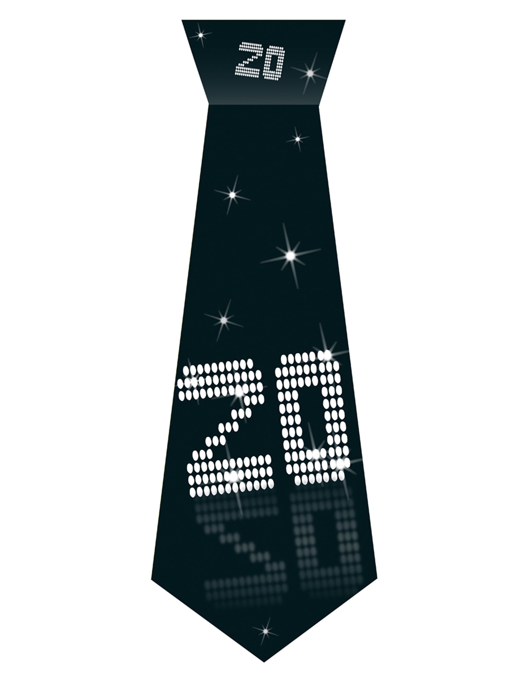 Cravate en carton avec élastique 20 ans VIP pour adulte noire et brillante