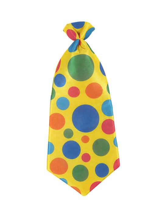 Cravate à pois clown pour adulte jaune à pois multicolores