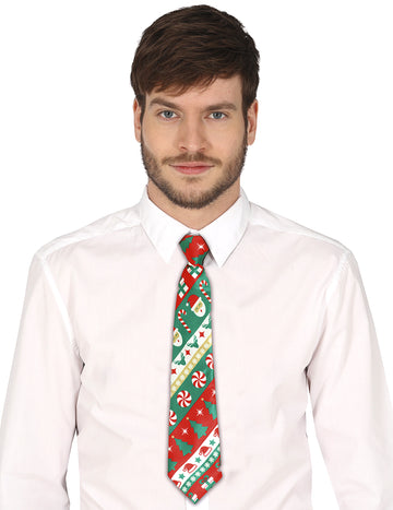 Коледна вратовръзка за възрастни в червено и зелено