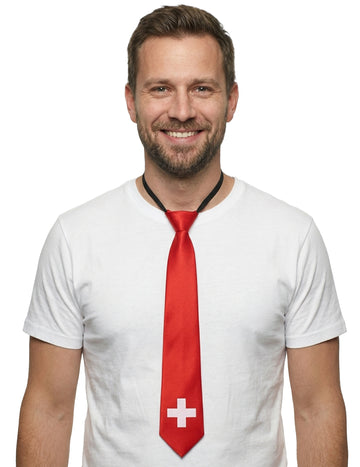 Вратовръзка с швейцарско знаме за възрастни 50 cm 