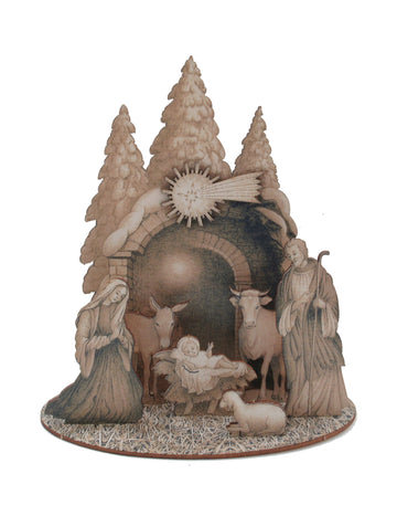Традиционна дървена коледна ясла с фигури 20 x 22 cm 