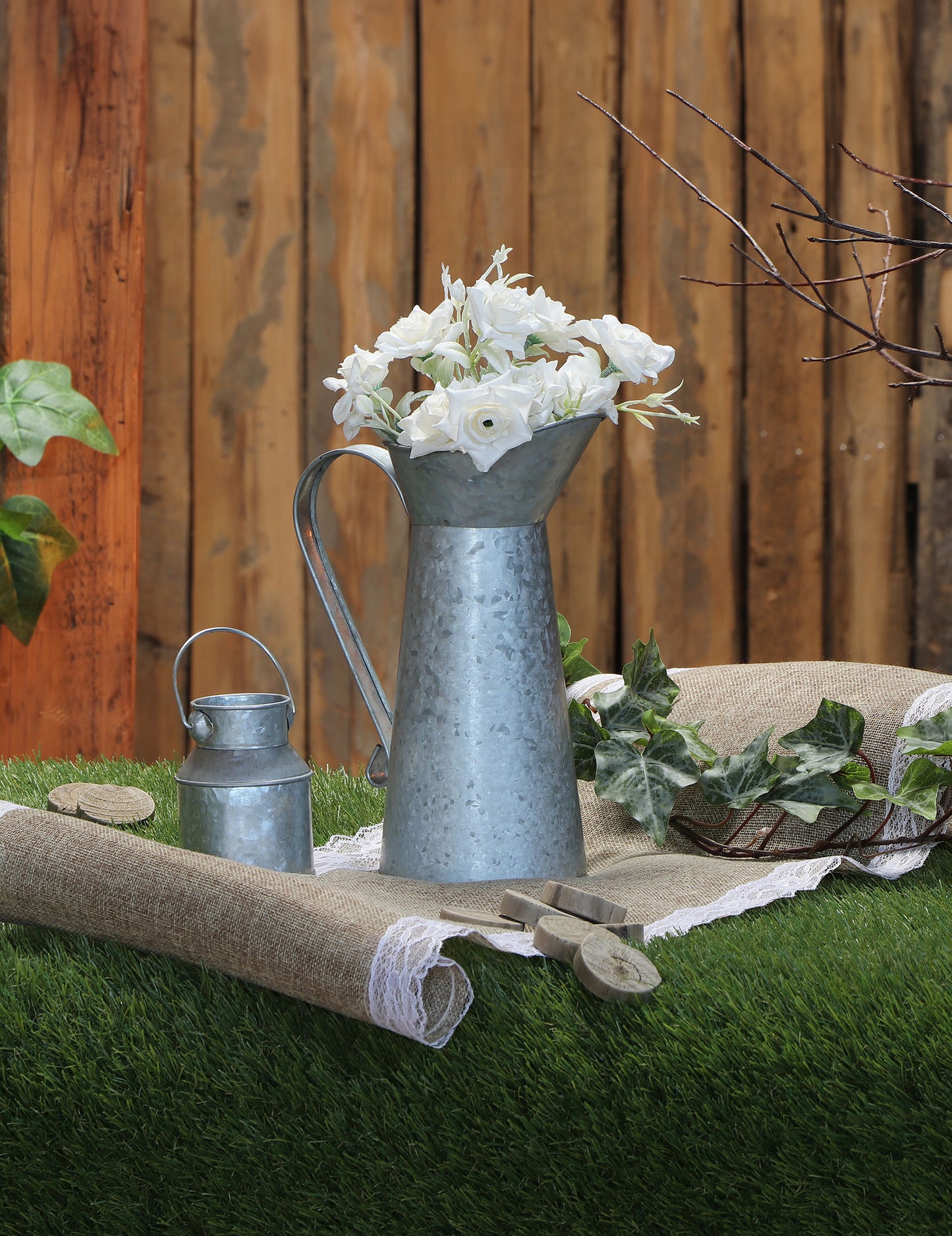 Цинкова кана за мляко с дръжка 18 cm рустик винтидж