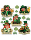 Cutouts en carton Saint Patrick pour décoration de fête vert avec illustrations de leprechauns