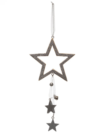 Висяща украса сребърна звезда 24 cm 