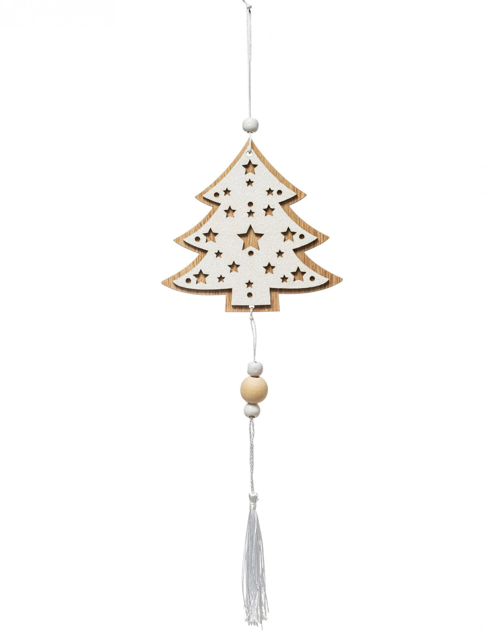 Décoration à suspendre sapin pour Noël blanc en bois style scandinave