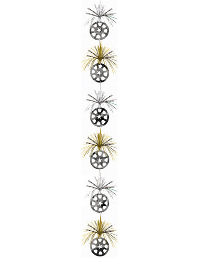 Décoration à suspendre étoiles pour fête or et argent métallisé