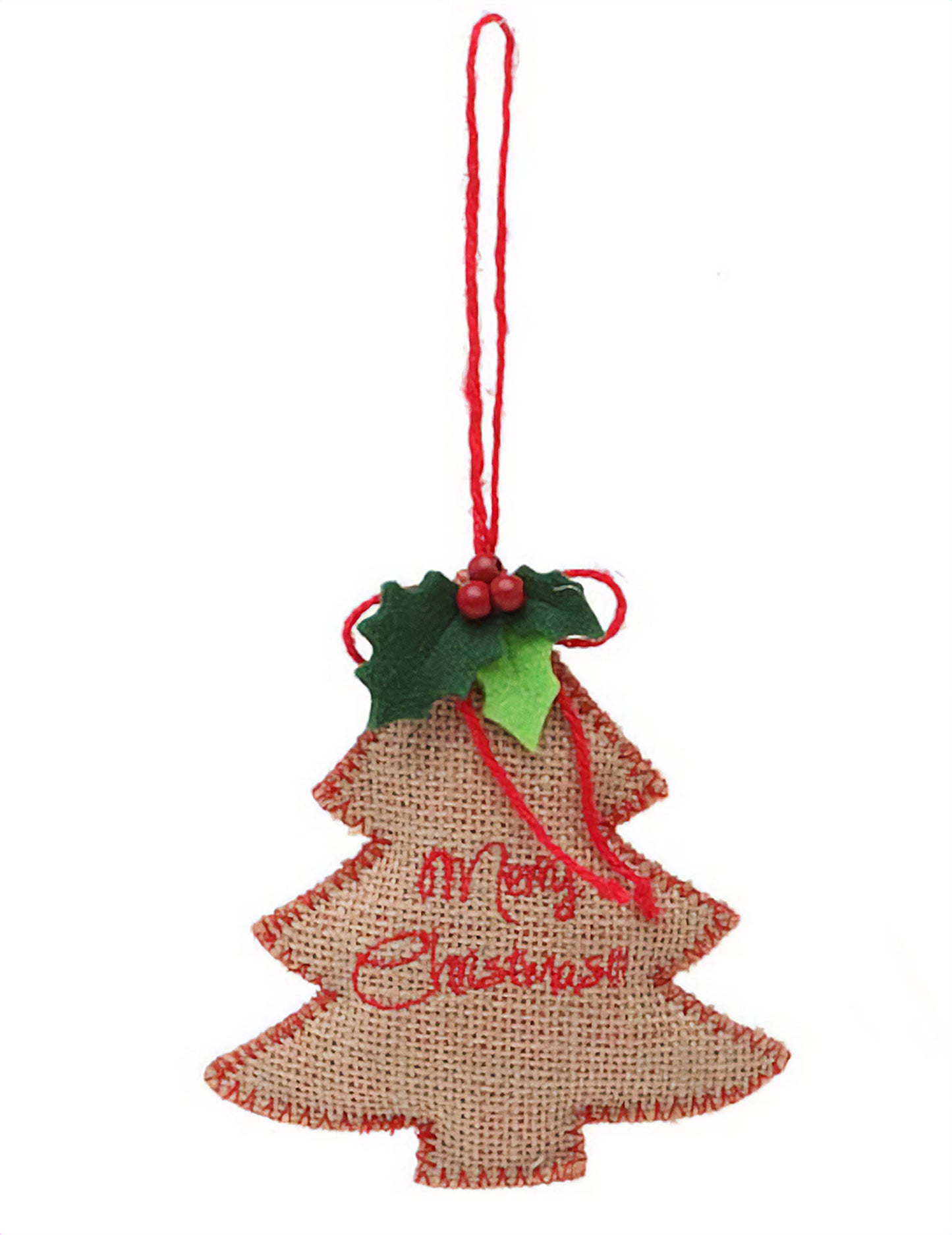 Коледна висяща украса елха от плат 13 cm 