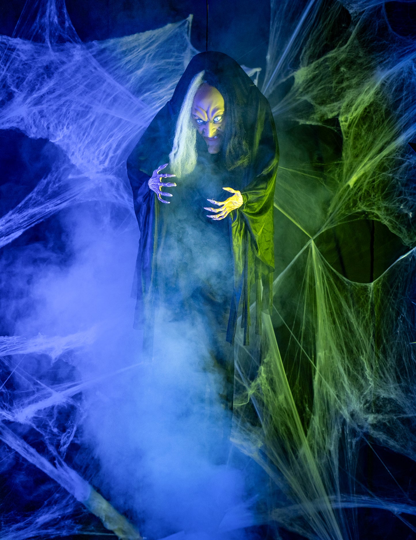 Декорация за окачване на черно -бяла вещица на 140 см Хелоуин