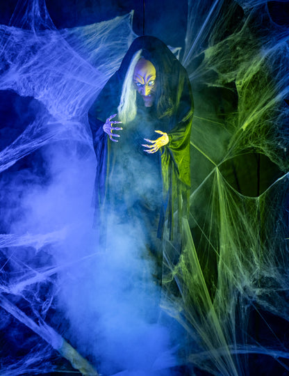 Декорация за окачване на черно -бяла вещица на 140 см Хелоуин