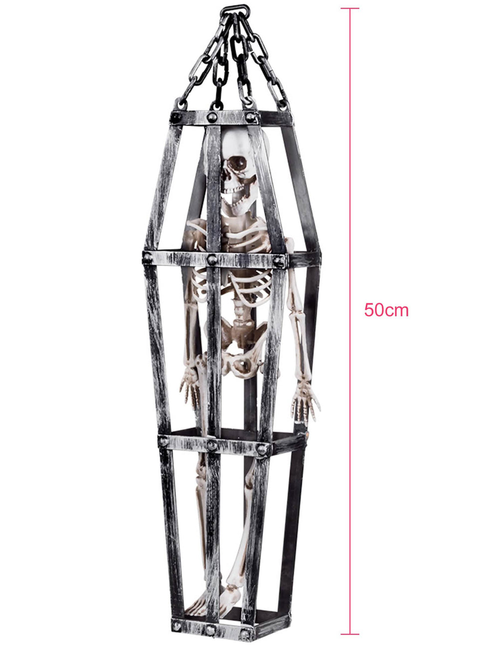 Dimensions de la décoration à suspendre squelette en cage