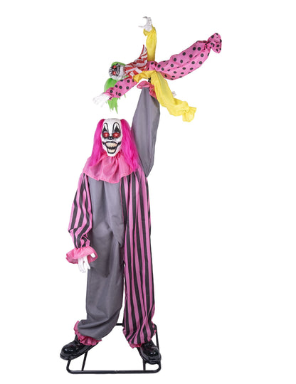 Анимационен и звуков декорация Страшен клоун, който държи момиче 210см