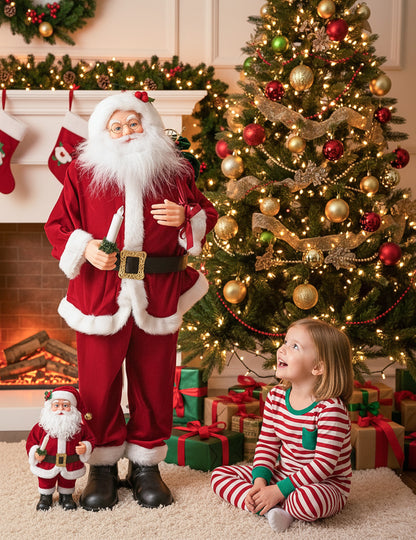 Анимирана музикална декорация на Дядо Коледа с движение, звук и светлина 90 cm