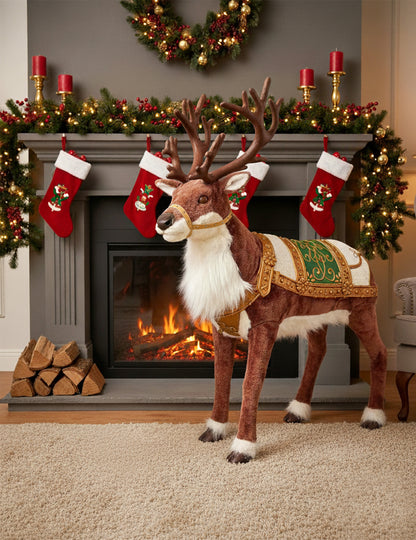 Анимирана коледна украса с елени със звук и движение 143 cm