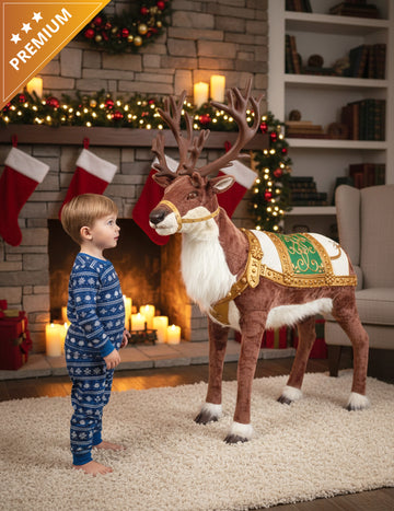 Анимирана коледна украса с елени със звук и движение 143 cm