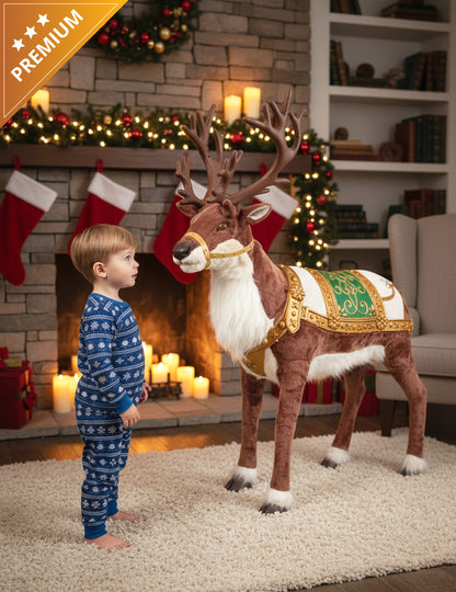 Анимирана коледна украса с елени със звук и движение 143 cm