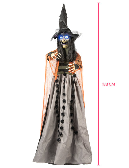 Анимирана, звукова и светлинна висяща вещица декорация 183 cm