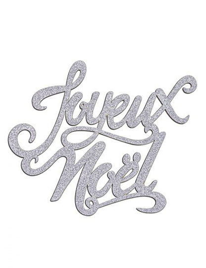 Décoration de table Joyeux Noël pour fête en bois paillettes argent