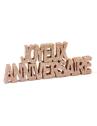 Décoration de table Joyeux anniversaire rose gold pailleté
