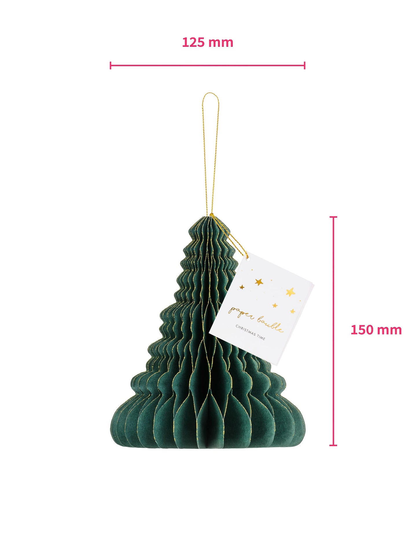 Dimensions de la décoration en papier alvéolé sapin de Noël