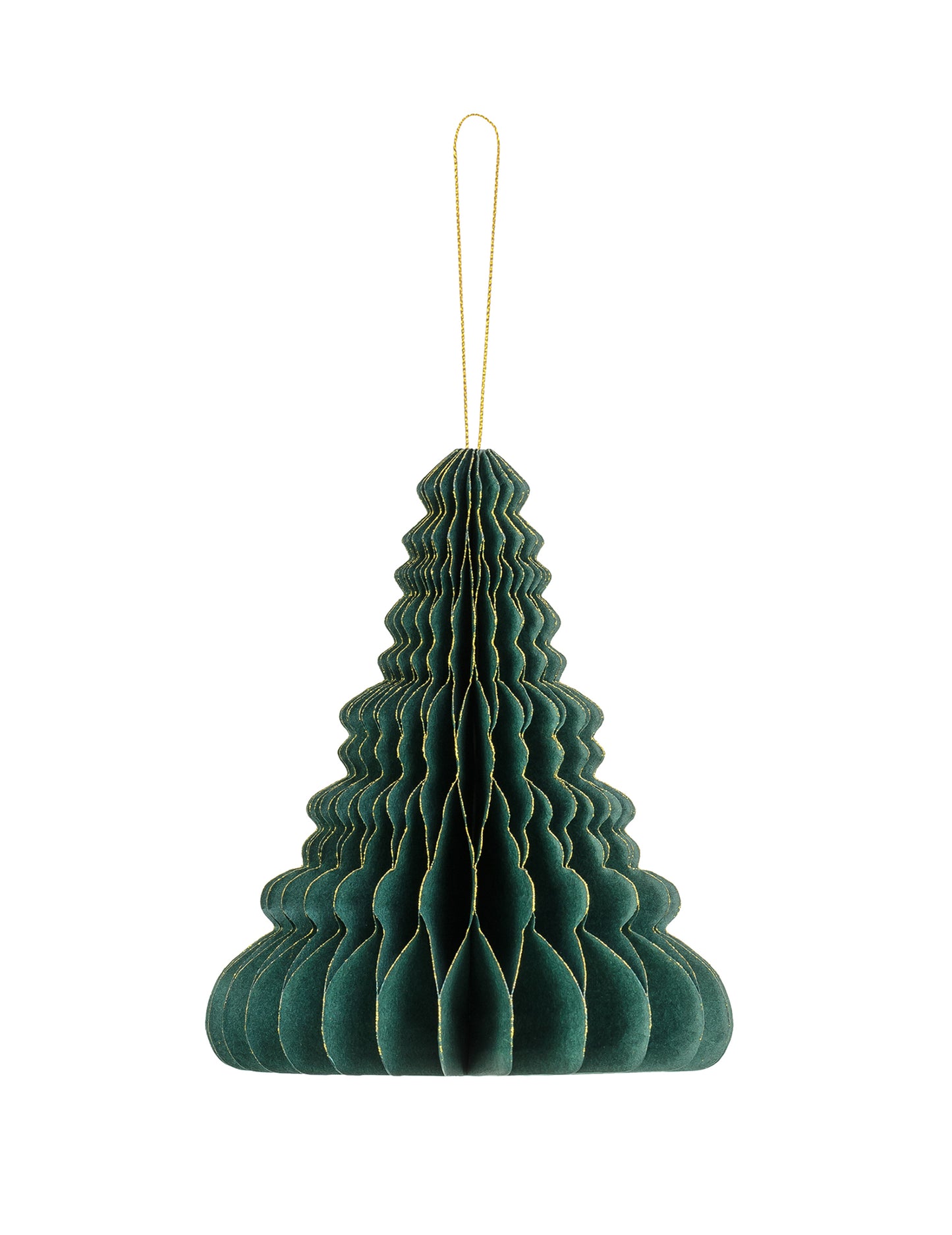 Коледна украса за елха с медена пита от хартия 15 cm зелено и златно