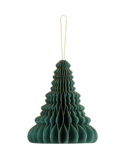 Коледна украса за елха с медена пита от хартия 15 cm зелено и златно