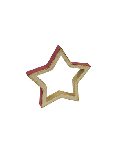 Décoration étoile en bois Noël pour Noël chic bordeaux et velours avec paillettes dorées