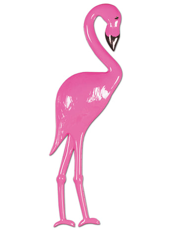 Décoration flamant rose en plastique rose 66 cm murale