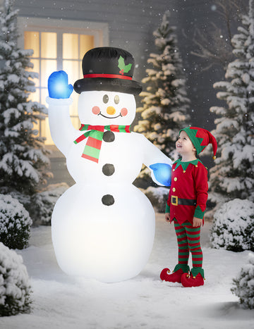 Светеща надуваема коледна украса снежен човек 150 cm 