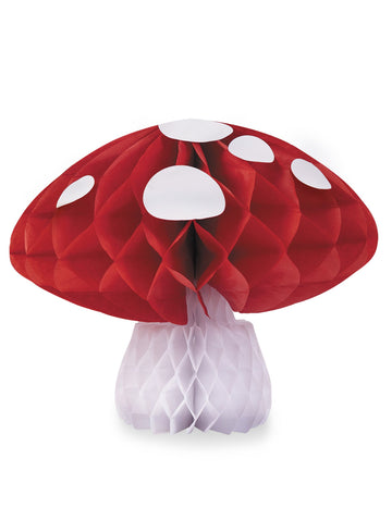 Голяма декорация с гъби във формата на пчелна пита 21 cm червено и бяло