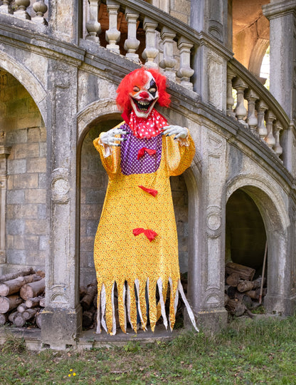 Гигантска украса за Хелоуин: ужасяващ висящ клоун, 3,50 м