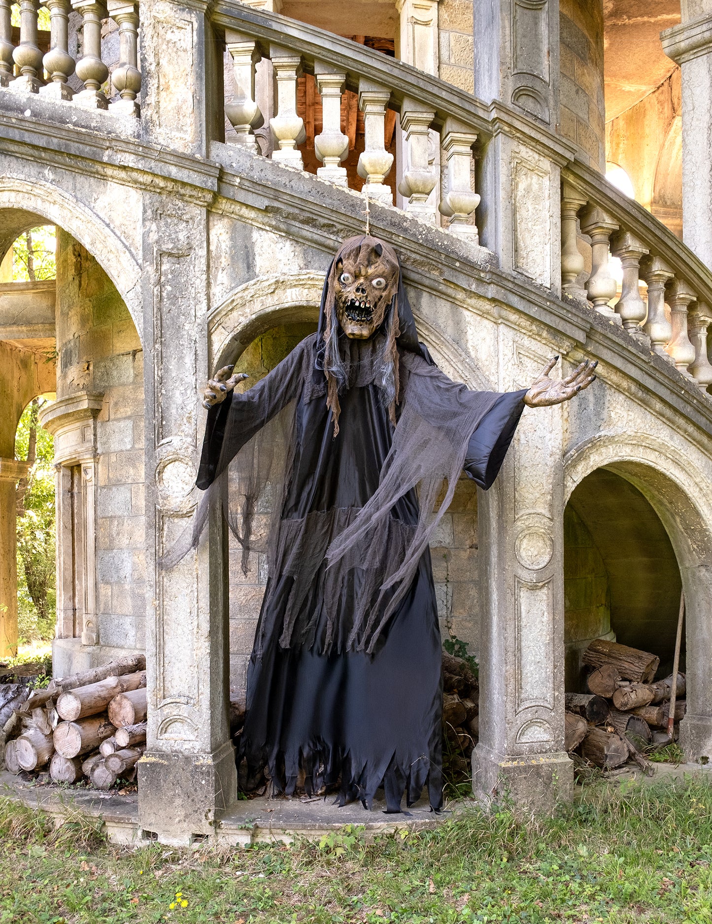 Гигантска украса за Хелоуин: висяща вещица/зомби, 3,50 м