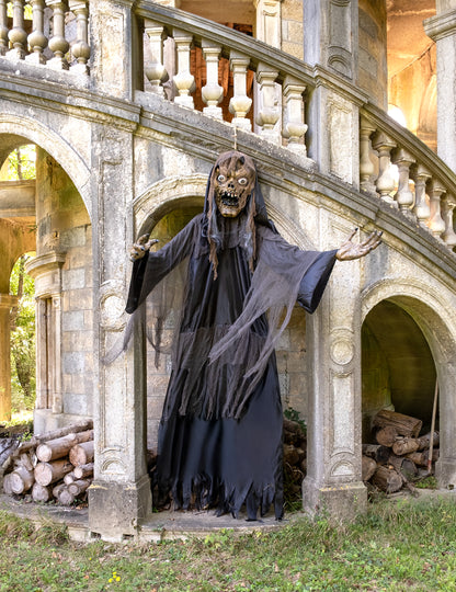 Гигантска украса за Хелоуин: висяща вещица/зомби, 3,50 м