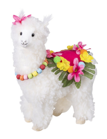 Декорация от бяла лама с цветя, 24 x 18 cm