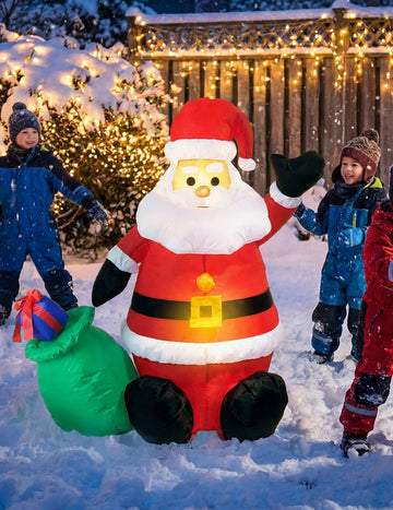 Надуваема и светеща декорация на Дядо Коледа 120 cm 