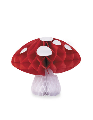 Малка декорация с гъби във формата на пчелна пита 13 cm червено и бяло