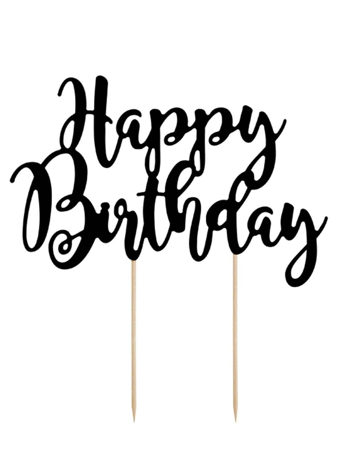 Декорация за торта Happy Birthday за рожден ден черен от картон