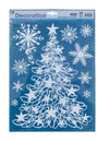 Décoration pour vitres sapin et renne pour la maison blanc pailleté