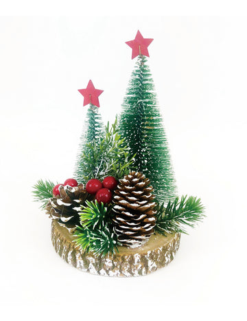 Традиционни украси за коледна елха върху пън 21 cm централен елемент