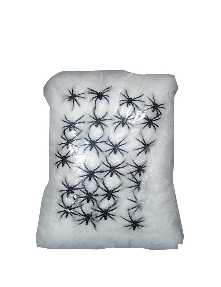 Декорация на платно от бял паяк с паяци 500 g Хелоуин