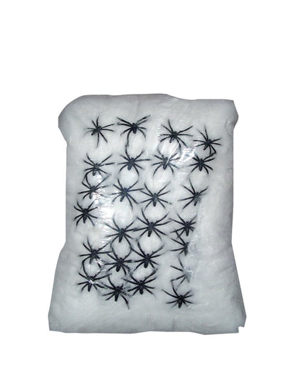 Декорация на платно от бял паяк с паяци 500 g Хелоуин