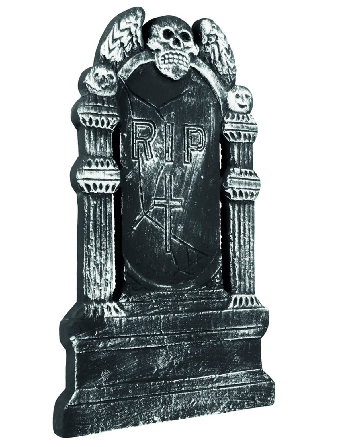 Décoration tombe squelette pour Halloween grise et noire avec crânes et inscription RIP