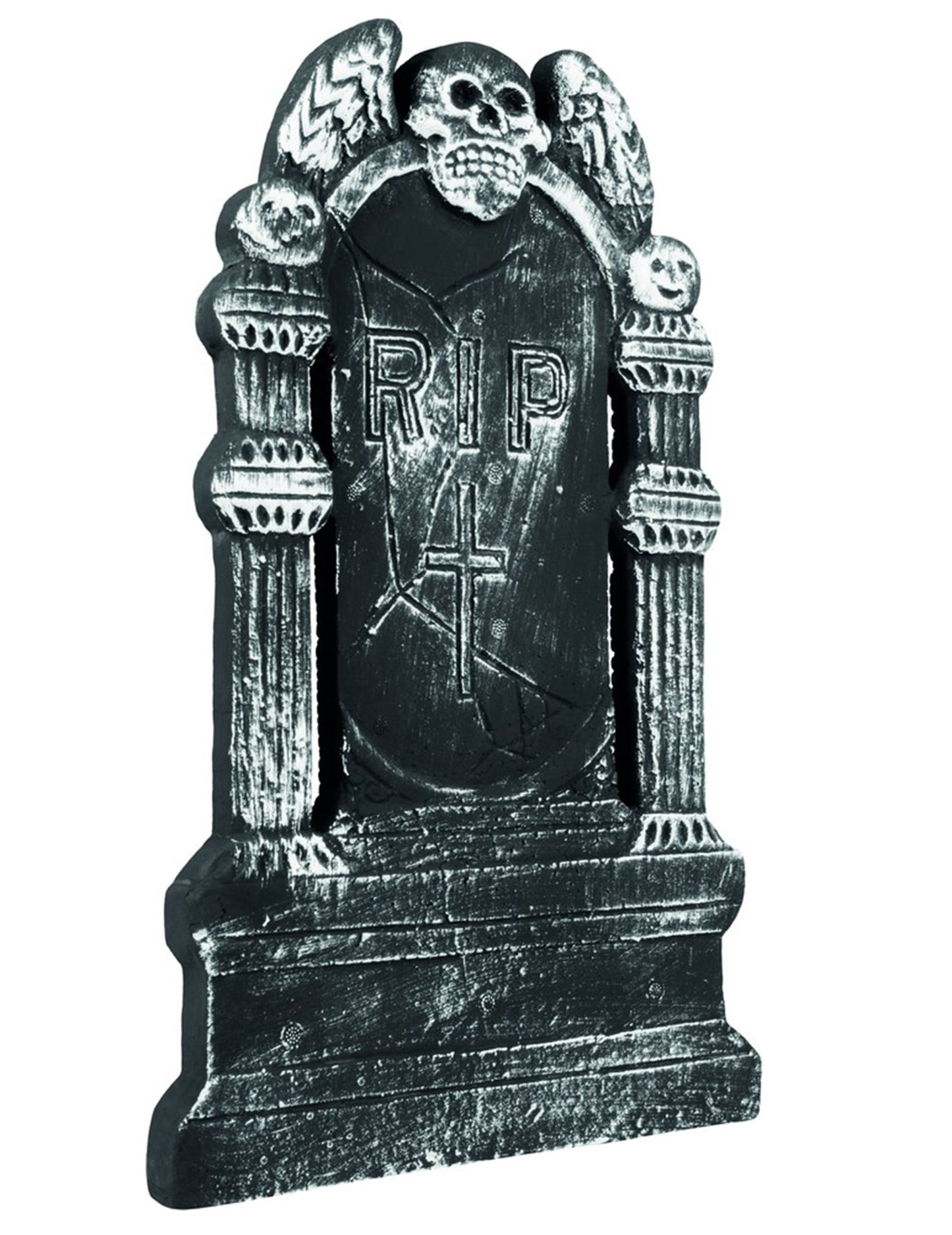 Décoration tombe squelette pour Halloween grise et noire avec crânes et inscription RIP