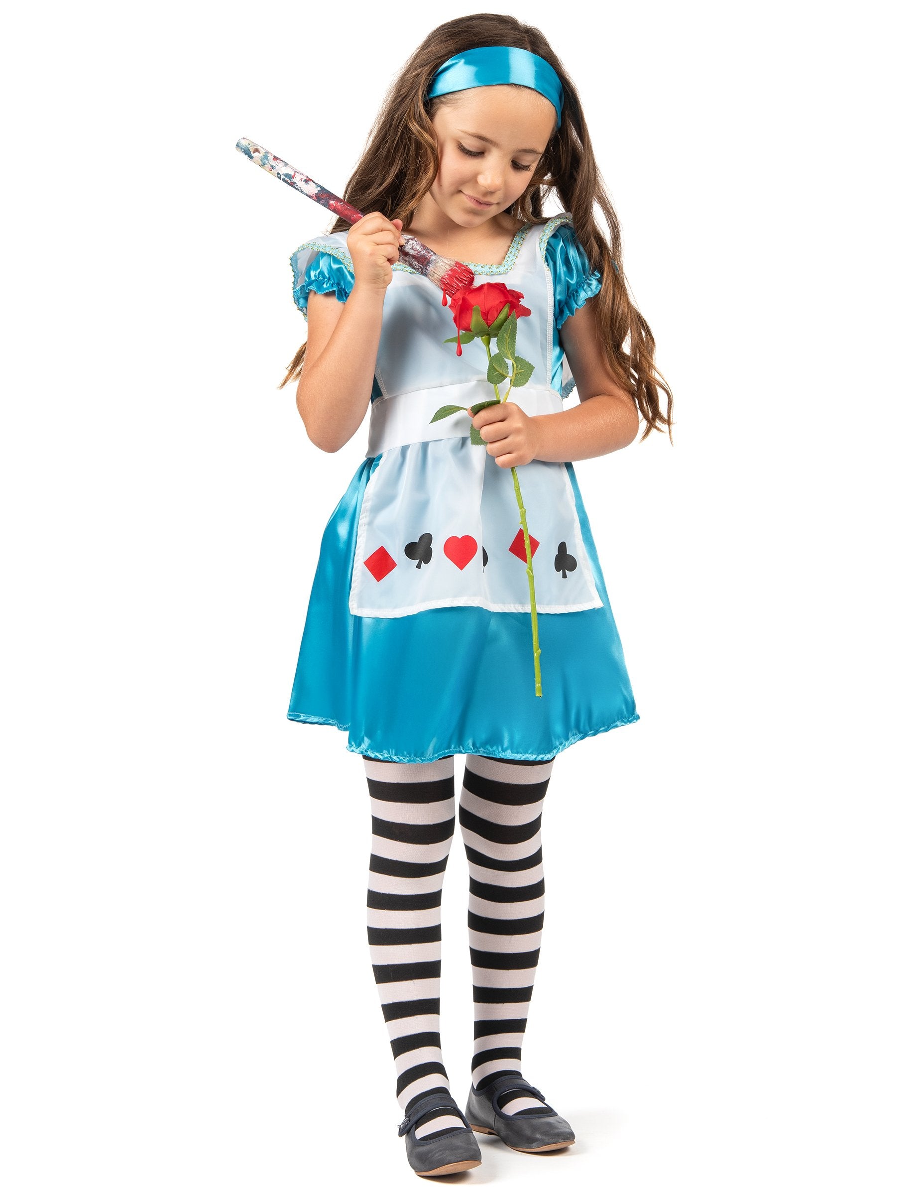 Ситуация с роза и четка на дегизировката Алиса за момиче