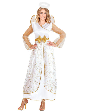 Дамски костюм на ангел в бяло и златисто