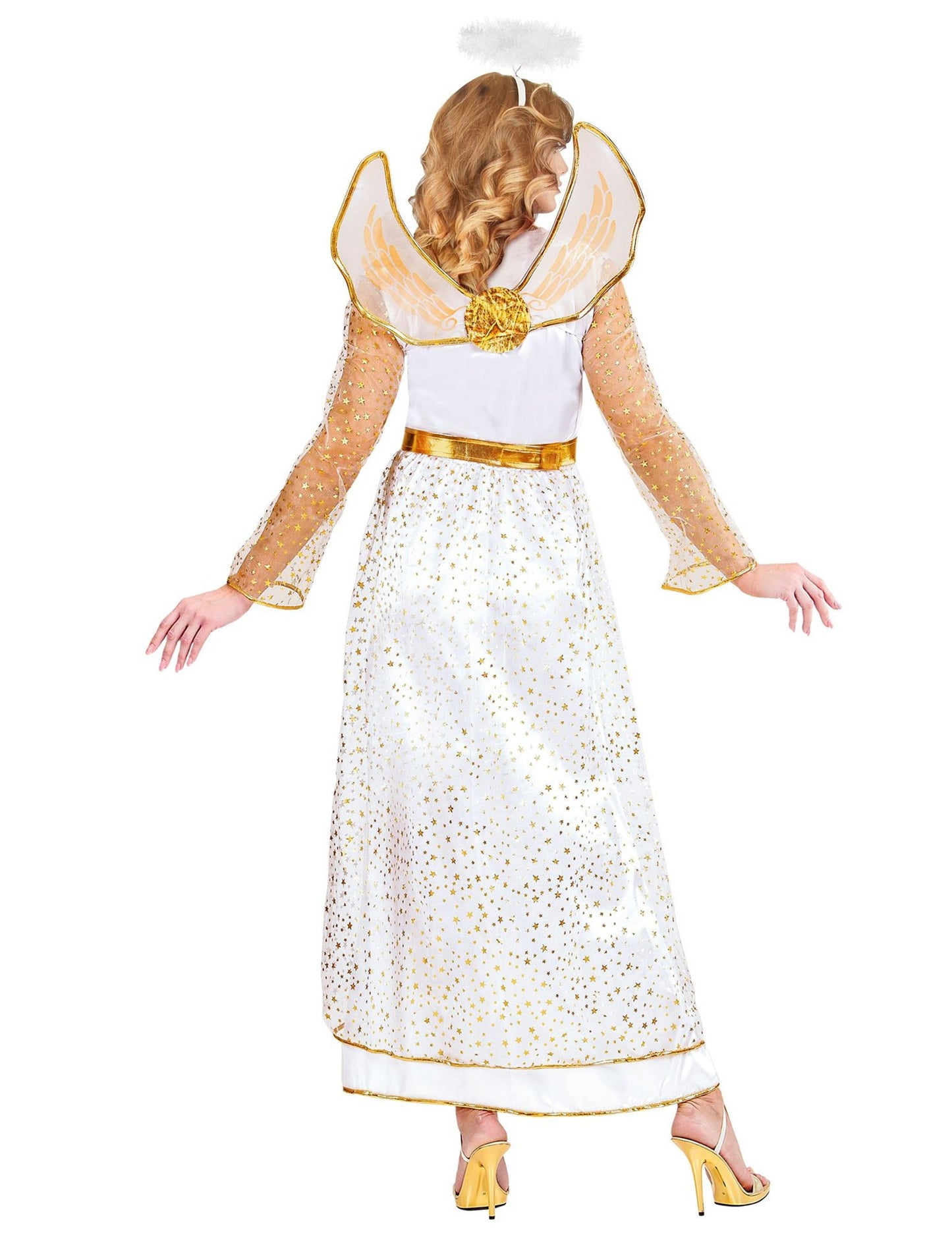 Дамски костюм на ангел в бяло и златисто
