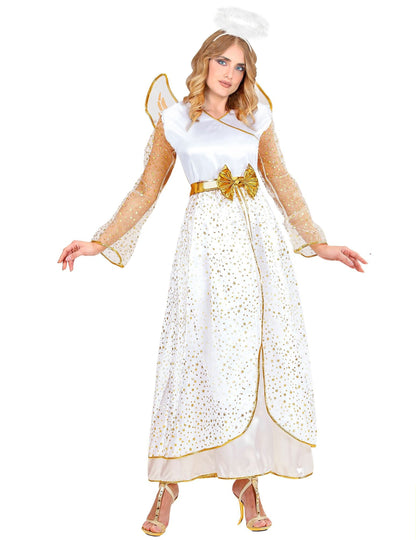 Дамски костюм на ангел в бяло и златисто