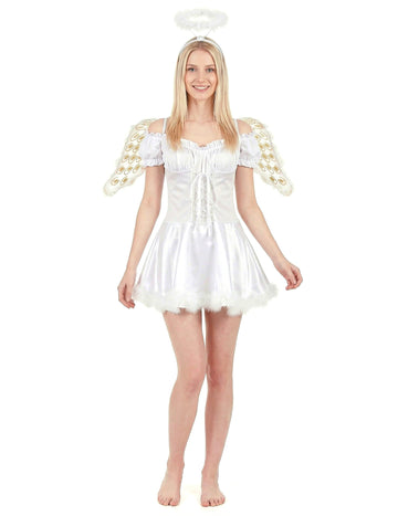 Секси бял ангел костюм жена