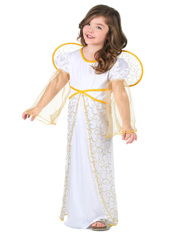Коледен костюм на бял ангел за момичета