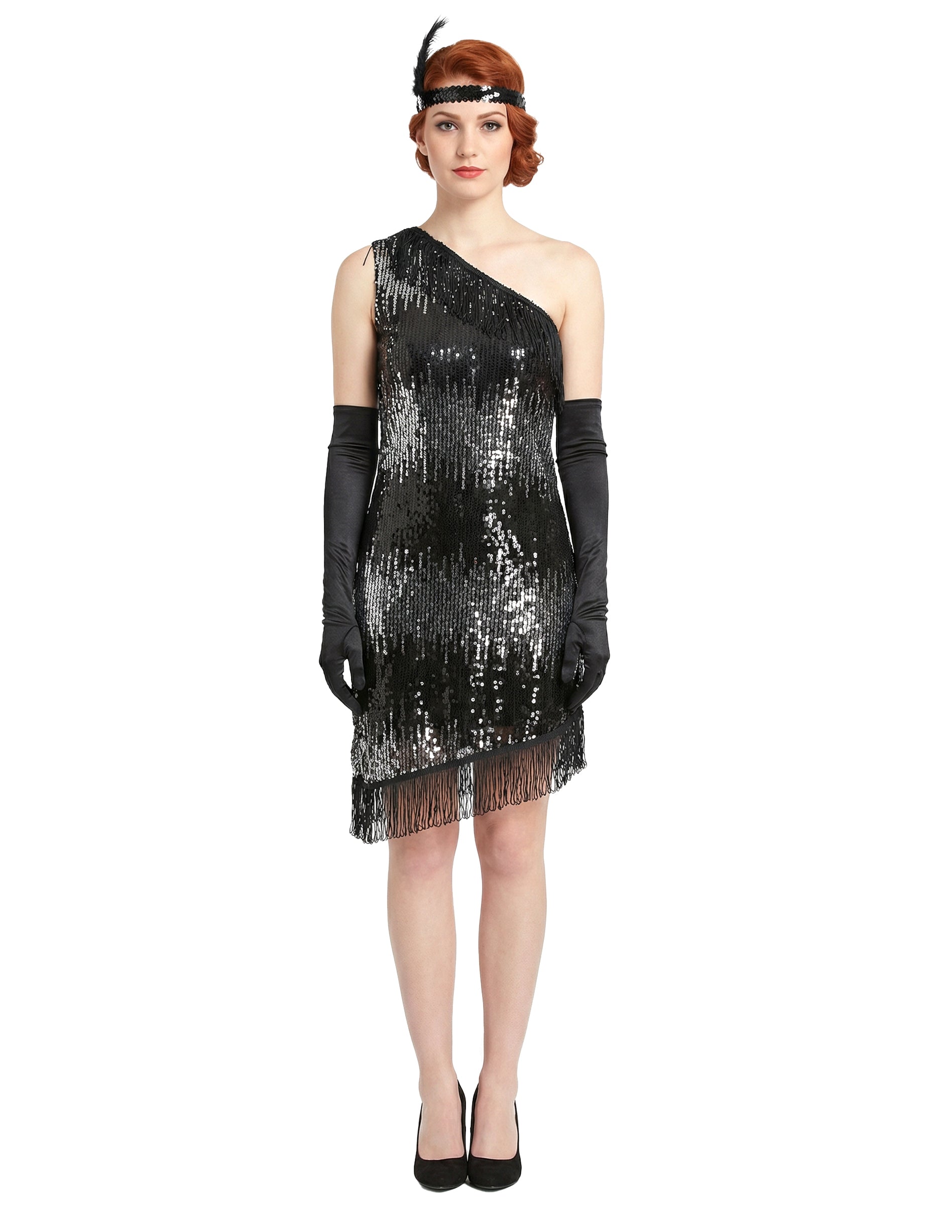 Дегизировка от 20-те години за жени в черно и сребристо с пайети