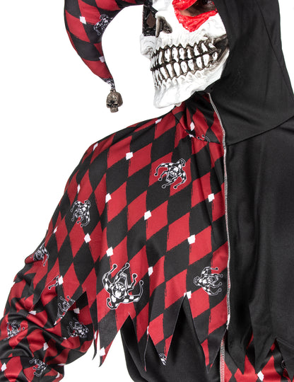 Détail du col à pointes et des motifs du déguisement Arlequin du mal luxe pour homme